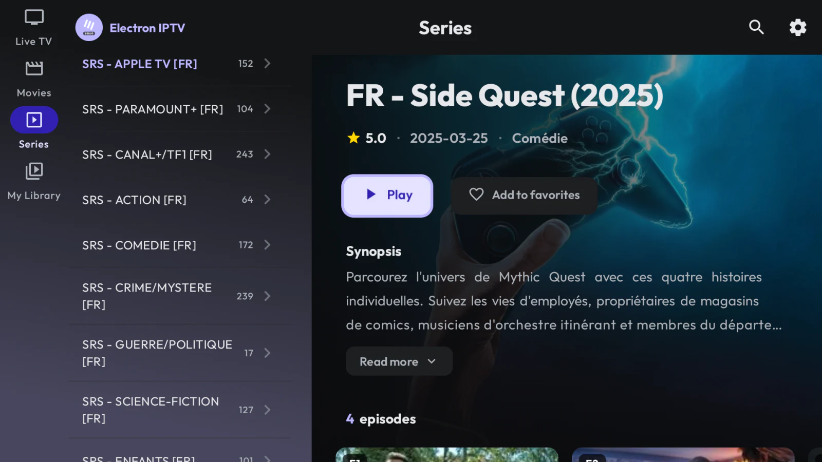 Electron IPTV series browser on Android TV